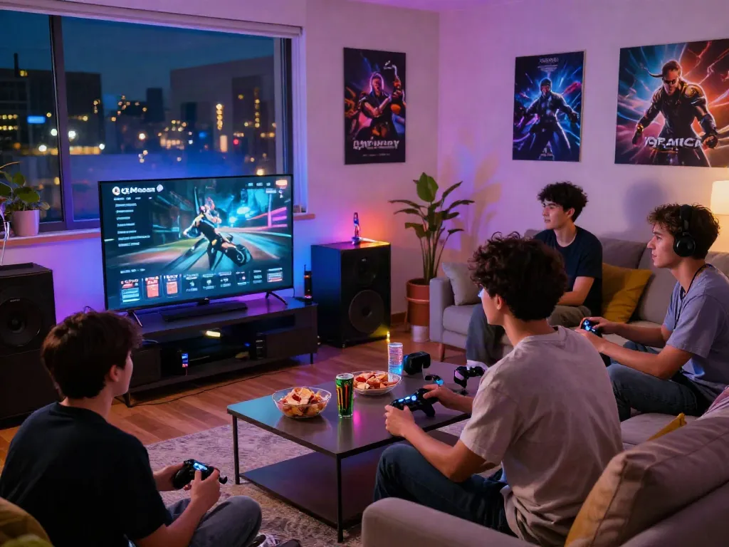 Engaged players enjoying QQMacan gaming experience in a lively room.