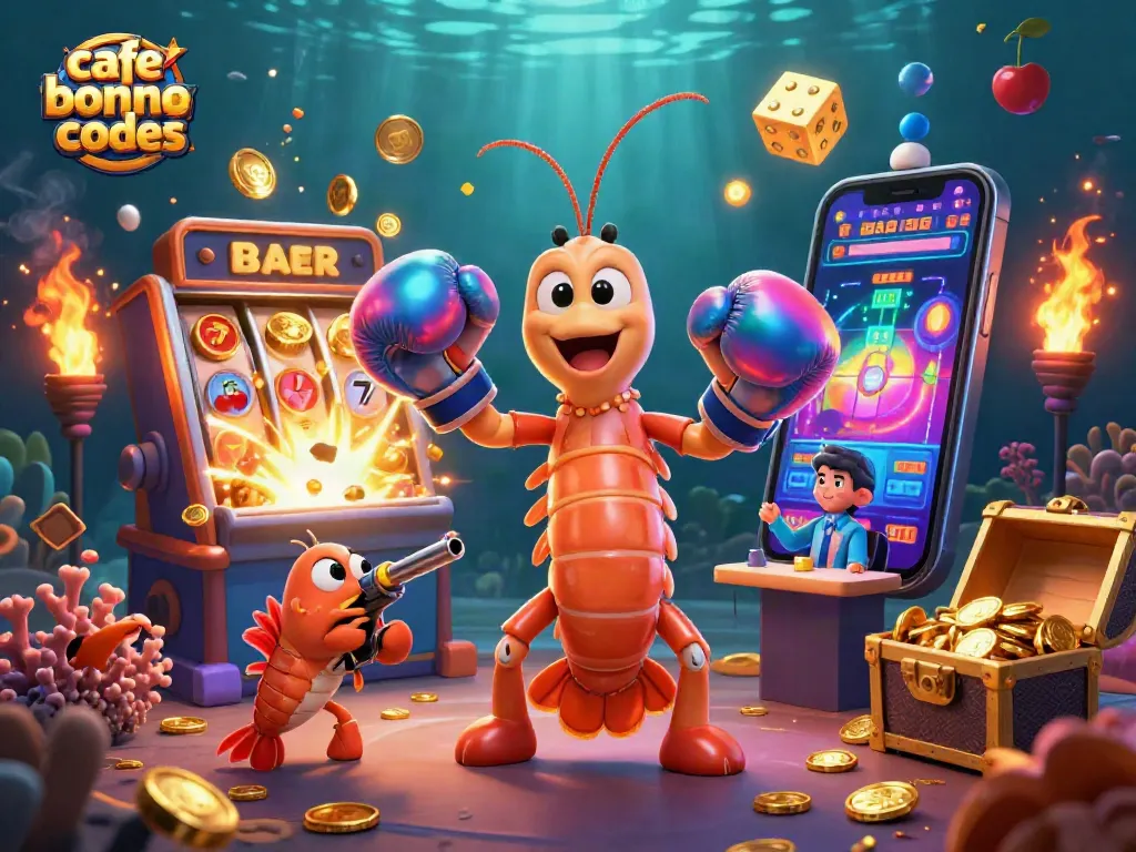 Engage with cafe casino bonus codes showcased in a vibrant 3D casino scene full of dynamic elements.