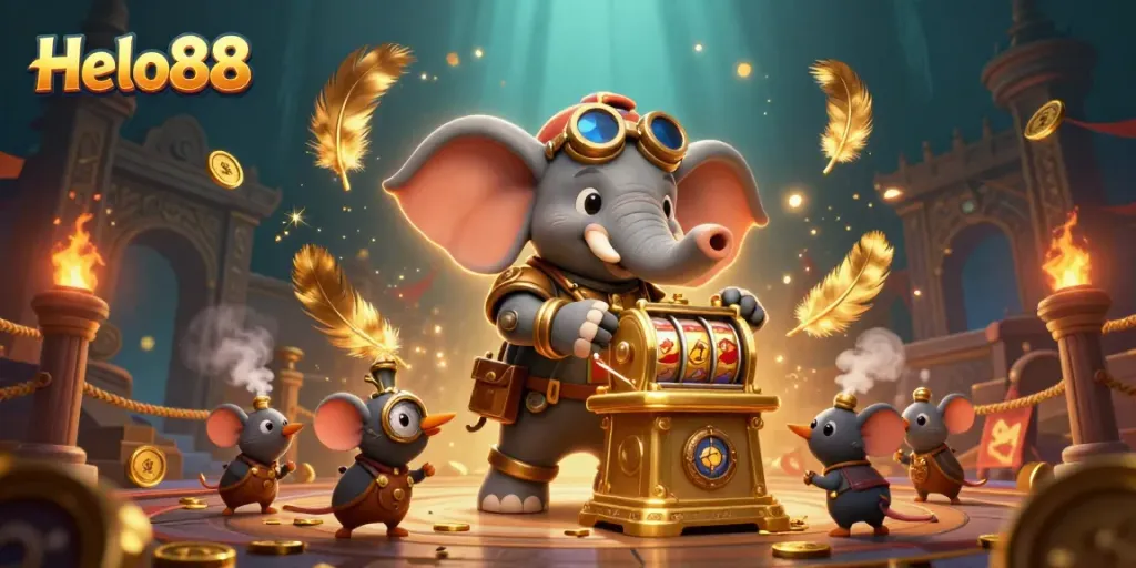Engage with Helo88's immersive 3D gaming experience featuring lively characters and vibrant casino elements.