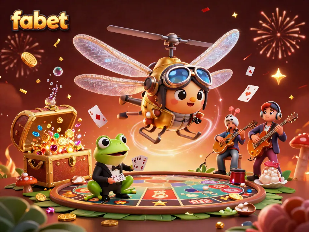 Experience excitement at the fabet casino with vibrant characters and gold coins in a dynamic scene.