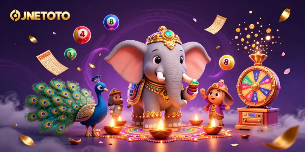 Engage in thrilling gameplay with JNETOTO featuring vibrant lottery elements and festive characters.