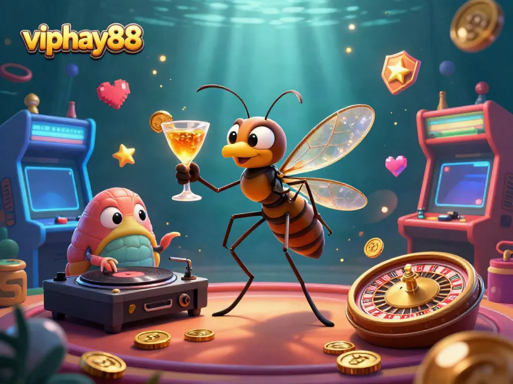 Experience vibrant casino excitement with viphay88 as a frozen mosquito mascot brings lively gaming to life.