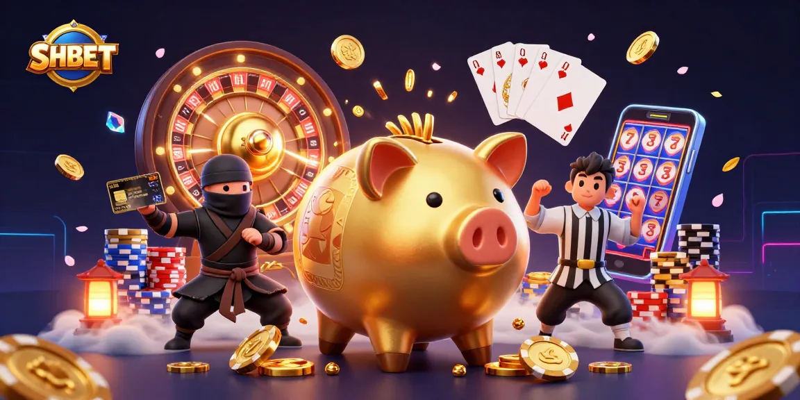 Spin your luck with SHBET at an exciting casino scene featuring dynamic game elements.
