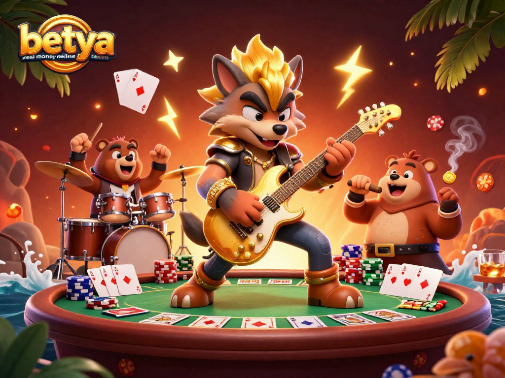 Experience excitement at betya real money online casino with lively characters in a vibrant gambling scene.