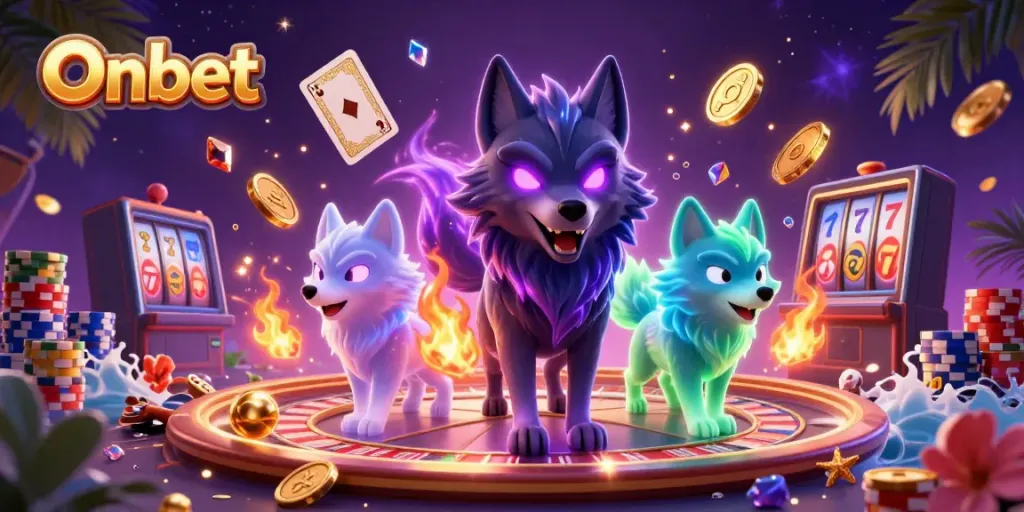 Win big at Onbet with exciting ghostly creatures amidst sparkling casino elements.