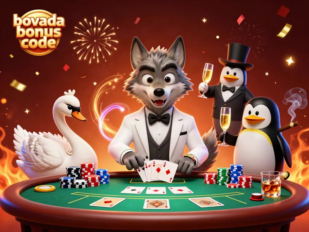 Experience the thrilling Bovada bonus code adventure at the baccarat table with iconic characters.