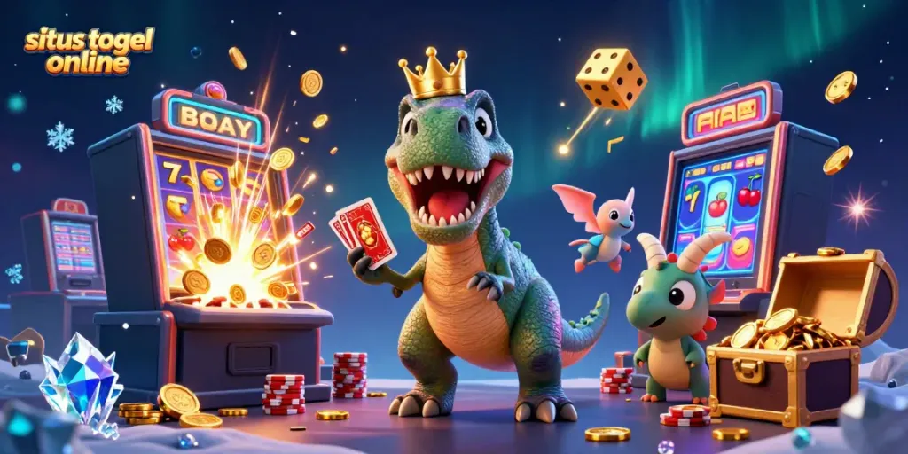 Gambarkan situs togel online dengan karakter unik dan elemen permainan yang menarik.