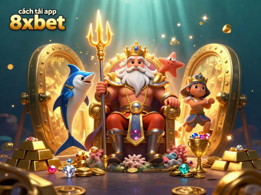 Experience the thrill of cách tải app 8xbet with vibrant 3D casino elements in a rich underwater scene.