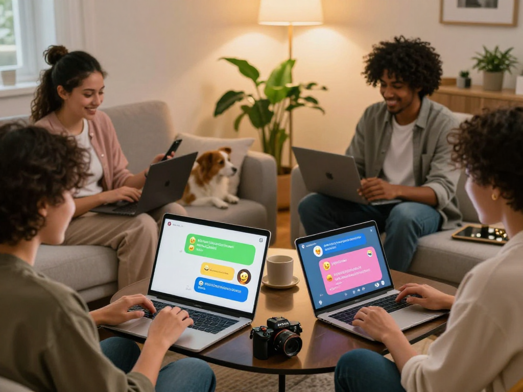 Spicy chat interactions among friends in a modern digital workspace.