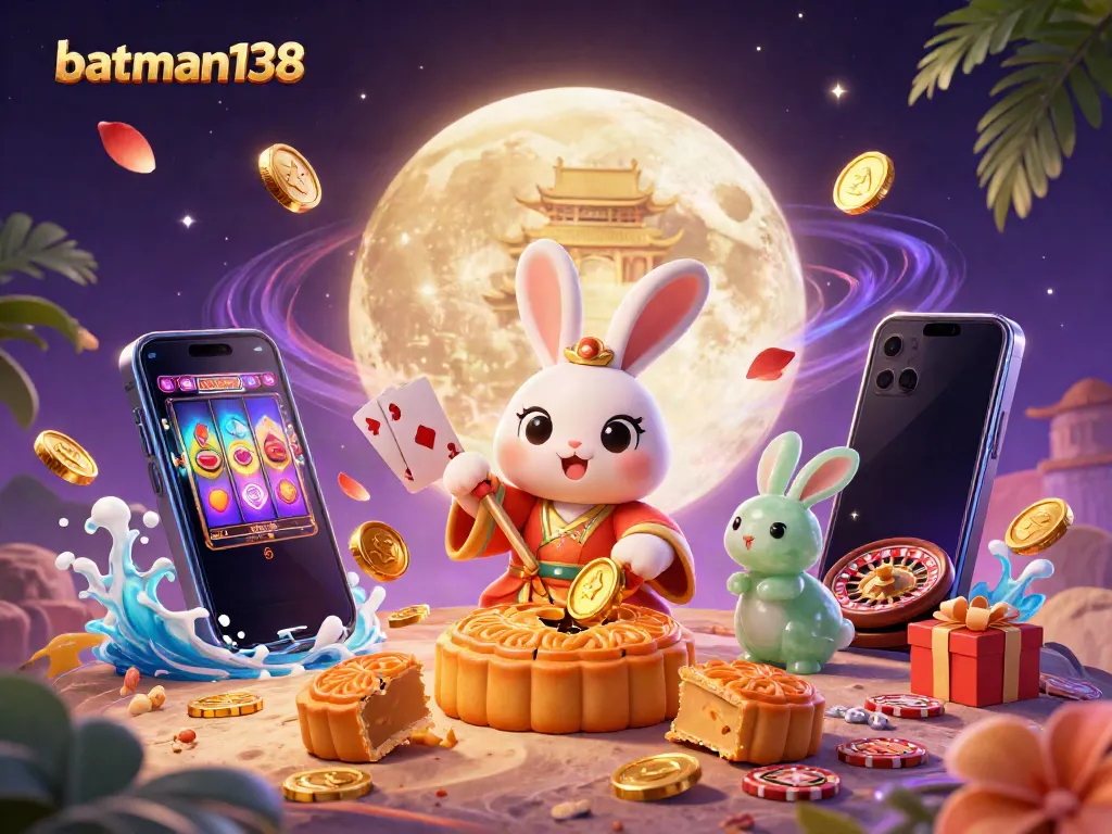 Experience the excitement of batman138 through a vibrant 3D illustration of gaming elements and whimsical characters.