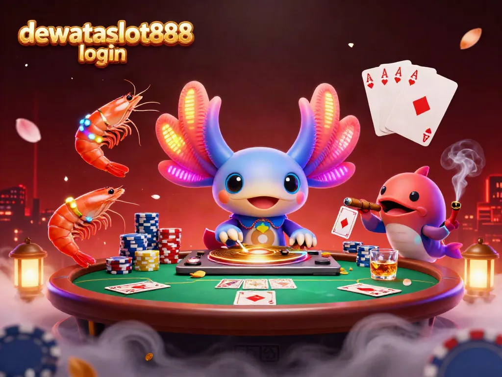 Mengamati permainan di dewataslot888 login dengan desain warna cerah dan elemen kasino di sekitarnya.