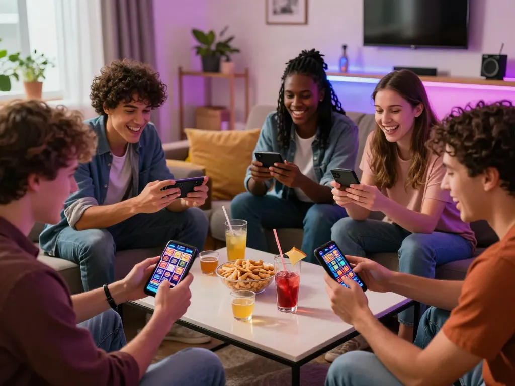 Friends enjoying luxury12 login gaming experience with excitement.