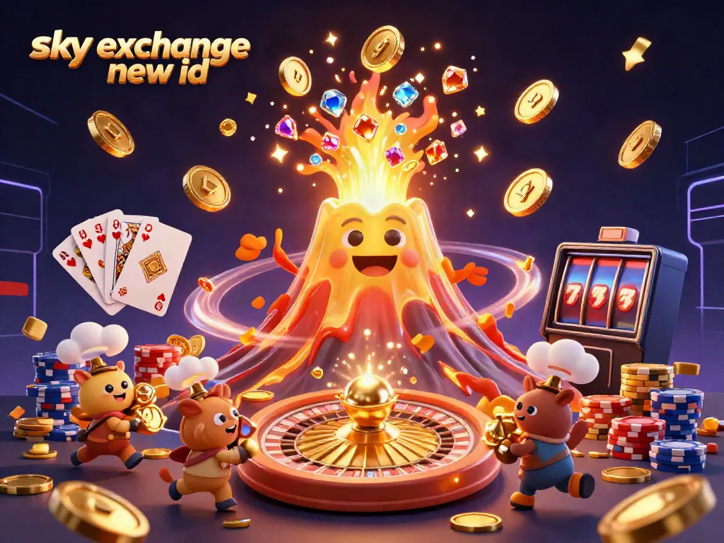 Experience the excitement of sky exchange new id with vibrant casino elements and rich rewards in this 3D illustration.