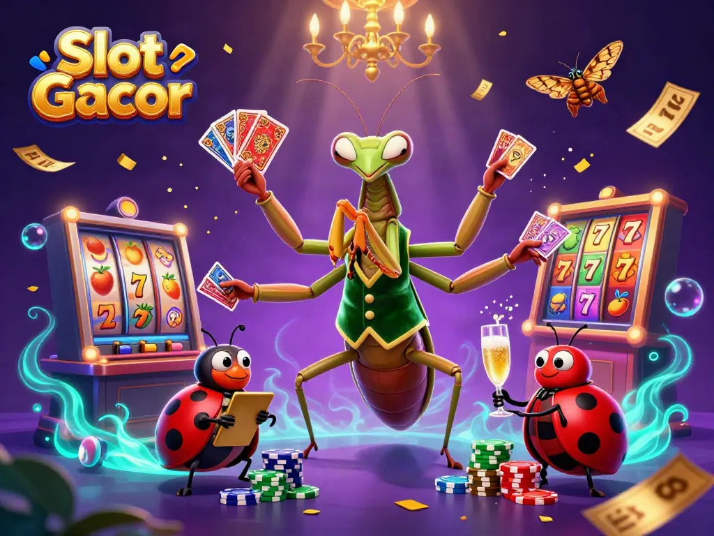 Experience excitement at Slot Gacor with a vibrant 3D scene filled with characters and dynamic gaming elements.