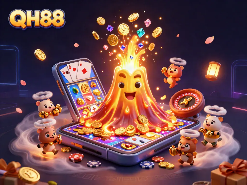Engage with QH88's thrilling online casino adventure, featuring an erupting volcano of treasures.