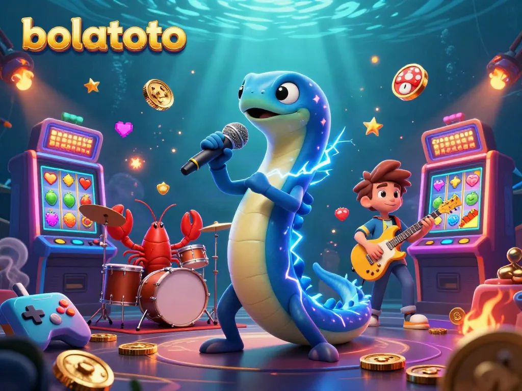 Join the excitement of bolatoto with an electrifying underwater casino scene featuring an eel DJ.