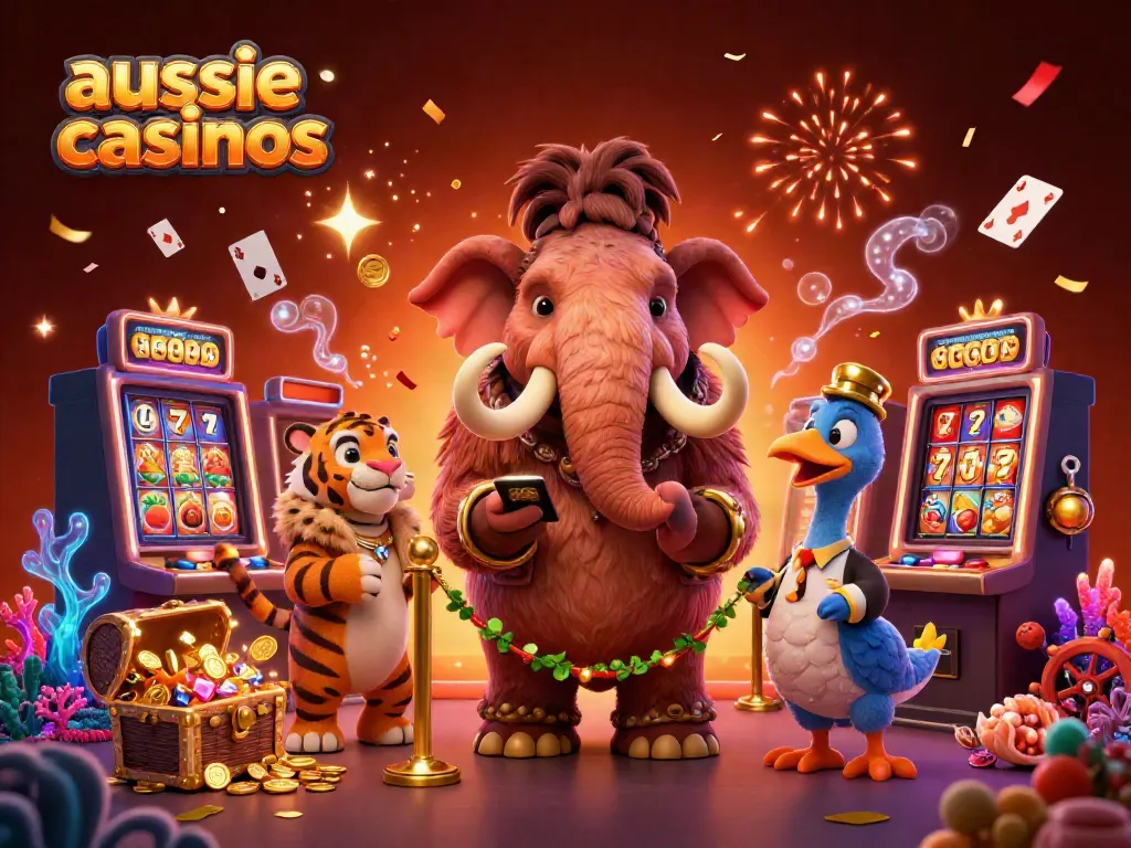 Experience thrill at aussie casinos with vibrant cartoon characters and dynamic gaming elements.