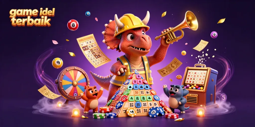 Permainan game idle terbaik dengan triceratops dan parasaurolophus pada pesta kasino yang meriah.