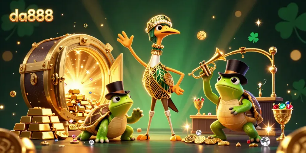 Experience the thrill of winning at da888 with vibrant characters and dynamic casino elements.
