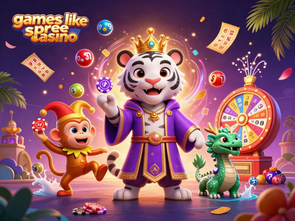 Experience thrilling fun with games like spree casino through this vibrant casino-themed illustration.