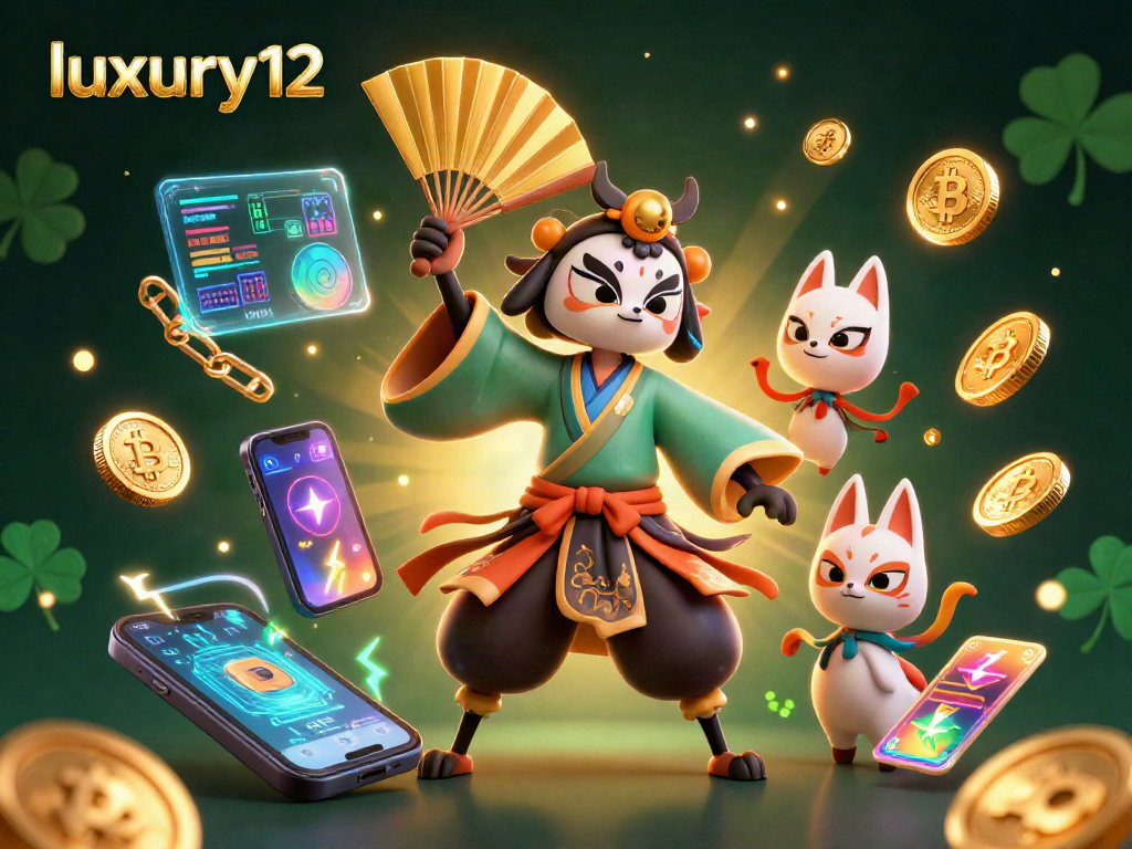 Gambarkan luxus12 dengan pejuang kabuki dan elemen kasino dalam suasana meriah.