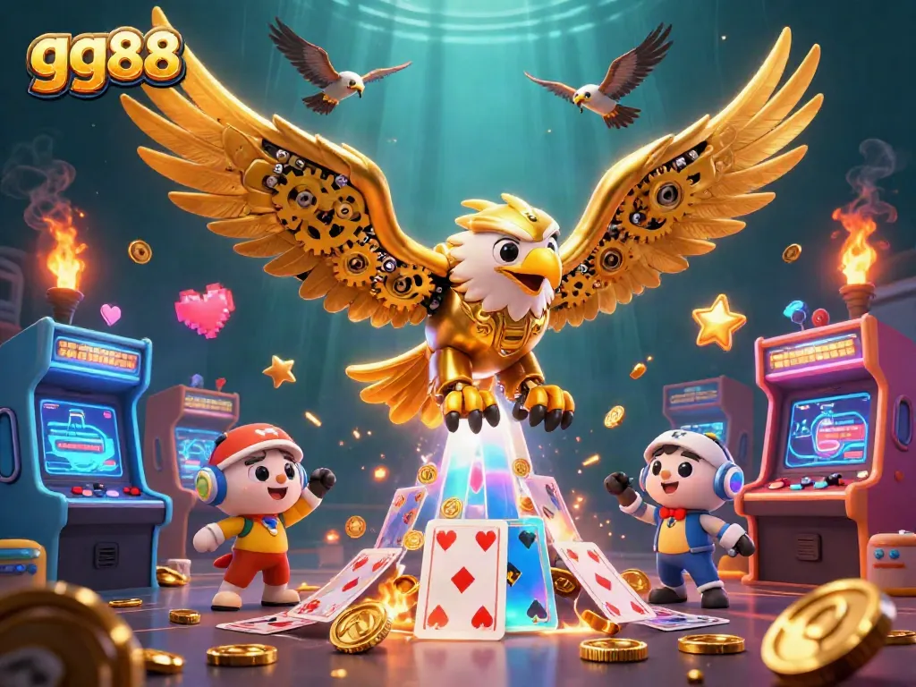 Experience thrilling gaming with GG88's dynamic and engaging features in this vibrant casino-themed illustration.
