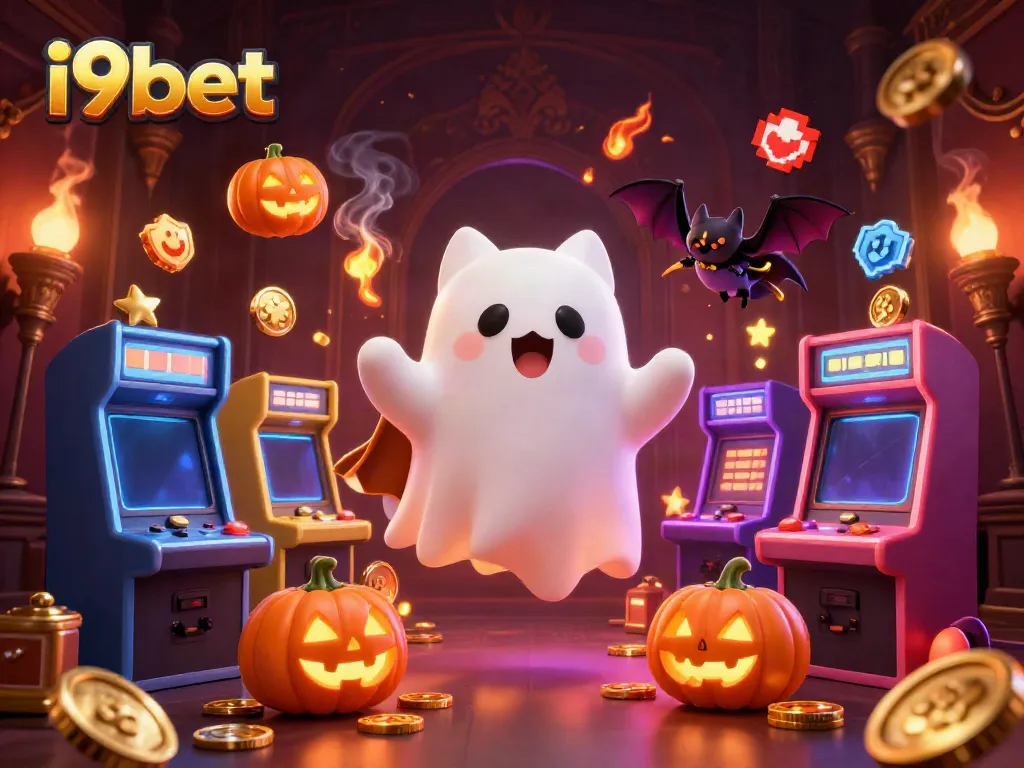 Experience thrilling gaming adventures at i9bet with a mystical ghost cat in a haunted casino scene.