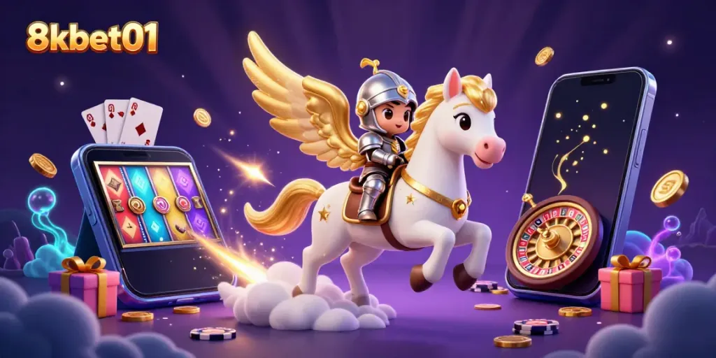 Experience thrilling games at 8kbet01 with a 3D celestial horse and exciting casino elements.