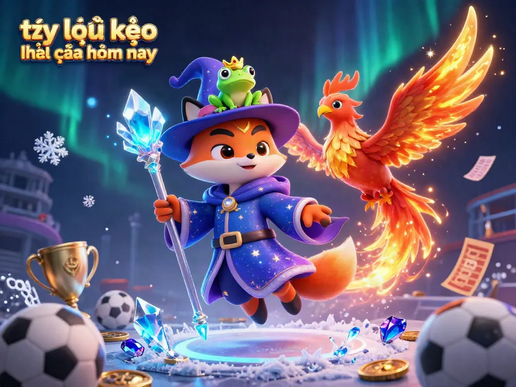 Experience today's tỷ lệ kèo nhà cái hôm nay with our vibrant sports betting scene featuring a wizard and phoenix.