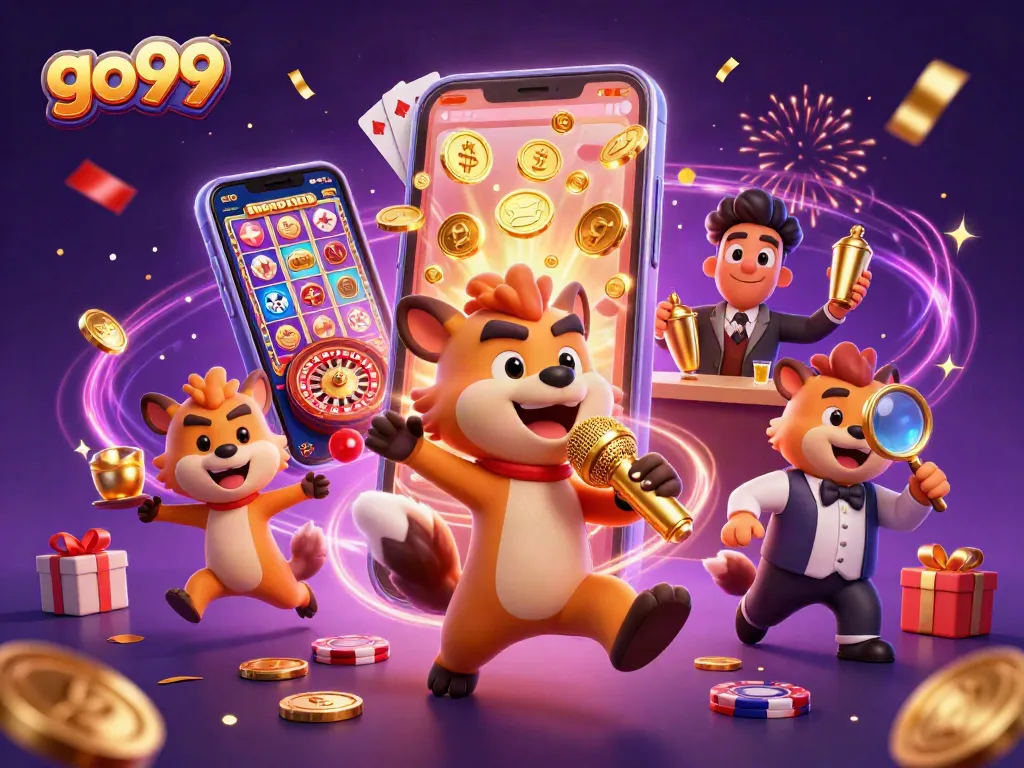 Join the thrilling action at go99 with cartoon hyenas in a vibrant casino scene.