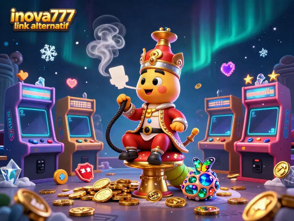 Experience the thrill of inova777 link alternatif with vibrant 3D casino elements, including a sultan caterpillar amidst dazzling games.