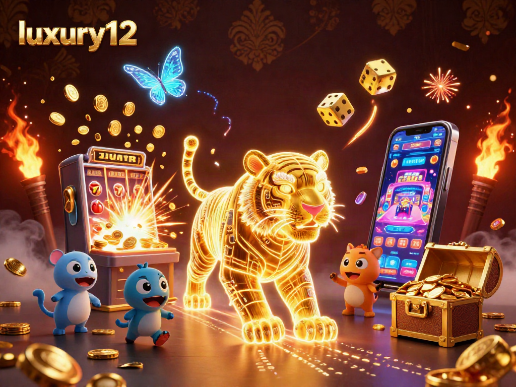 Engage with luxury12 in a vibrant digital casino scene bursting with action and excitement.