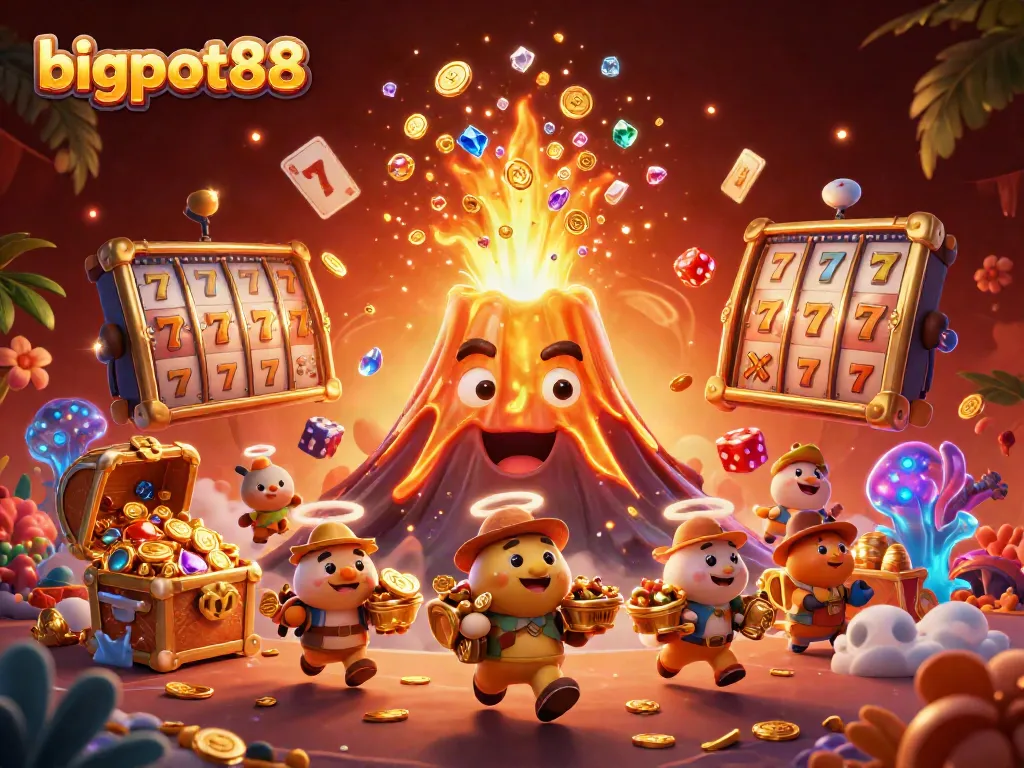 Experience bigpot88 like never before with a thrilling 3D volcano burst of treasures!