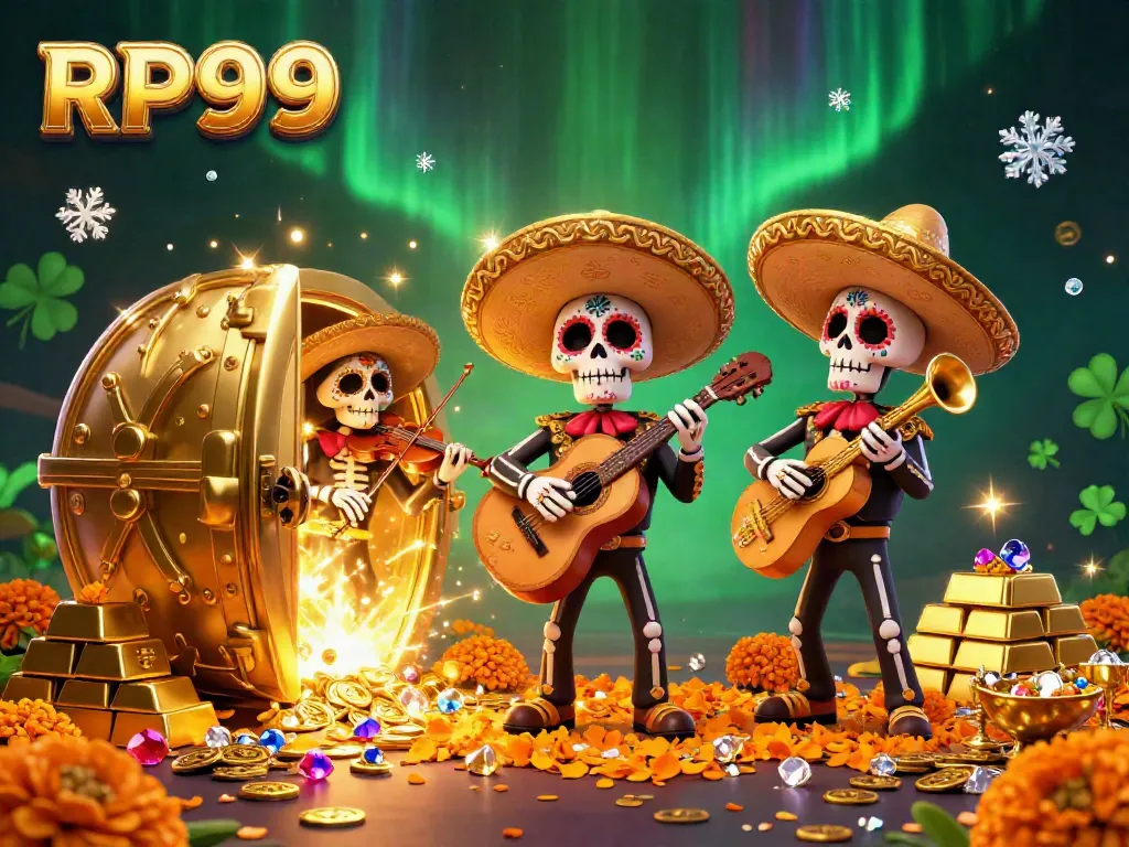 Experience the vibrant atmosphere of RP99 with a festive mariachi band and shining treasures.