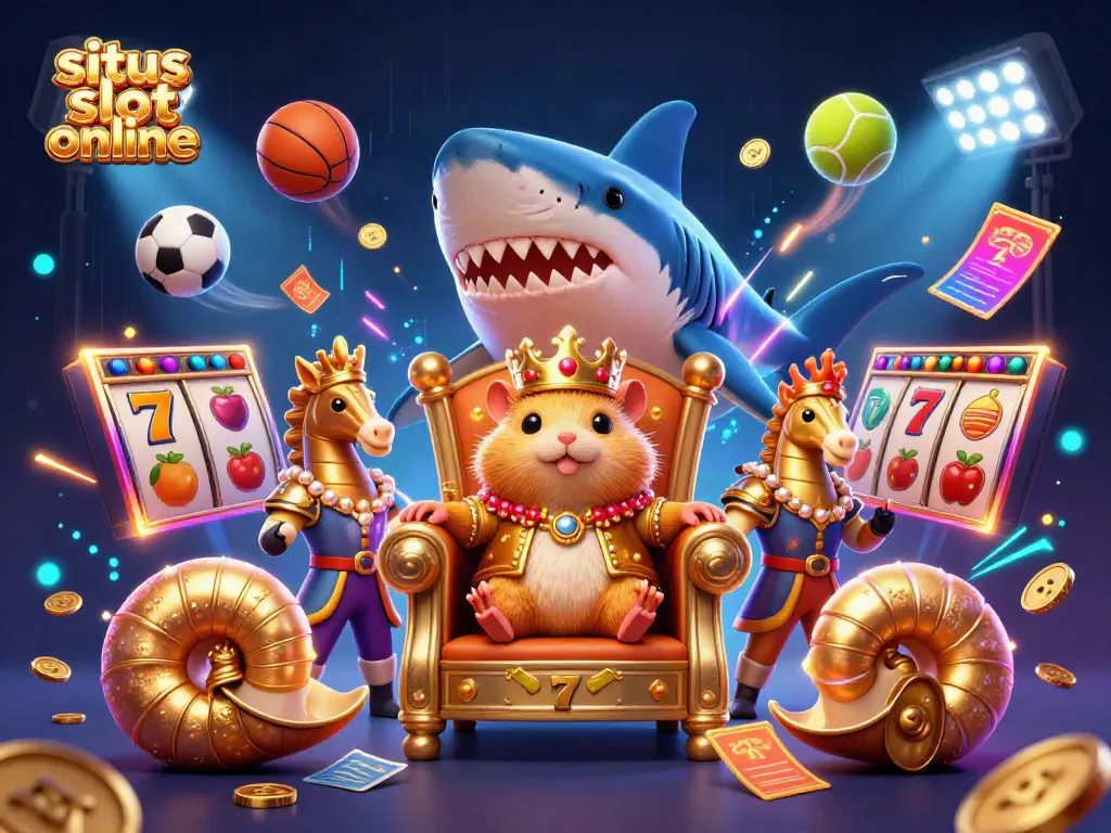 Gambaran slot yang menampilkan situs slot online dengan simbol slot dan pemenang jackpot yang memukau.